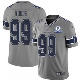 Dallas Cowboys #99 Antwaun Woods Gray Men's Stitched With Established In 1960 Patch NFL Limited Inverted Legend Jersey