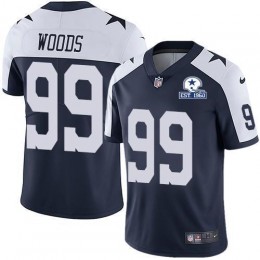 Dallas Cowboys #99 Antwaun Woods Navy Blue Thanksgiving Men's Stitched With Established In 1960 Patch NFL Vapor Untouchable Limited Throwback Jersey M