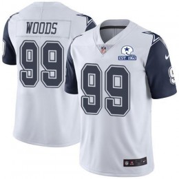 Dallas Cowboys #99 Antwaun Woods White Men's Stitched With Established In 1960 Patch NFL Limited Rush Jersey