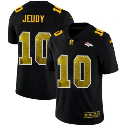 Denver Broncos #10 Jerry Jeudy Men's Black Golden Sequin Vapor Limited NFL Jersey