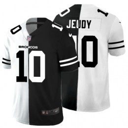 Denver Broncos #10 Jerry Jeudy Men's Black V White Peace Split Vapor Untouchable Limited NFL Jersey
