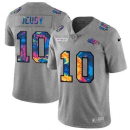 Denver Broncos #10 Jerry Jeudy Men's Multi-Color 2020 NFL Crucial Catch NFL Jersey Greyheather