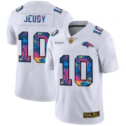 Denver Broncos #10 Jerry Jeudy Men's White Multi-Color 2020 NFL Crucial Catch Limited NFL Jersey