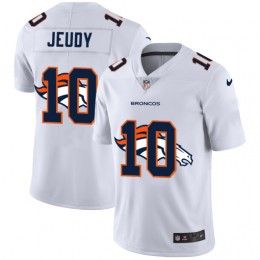Denver Broncos #10 Jerry Jeudy White Men's Team Logo Dual Overlap Limited NFL Jersey