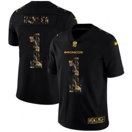 Denver Broncos #1 KJ Hamler Men's Black Flocked Lightning Vapor Limited NFL Jersey