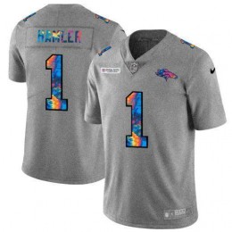 Denver Broncos #1 KJ Hamler Men's Multi-Color 2020 NFL Crucial Catch NFL Jersey Greyheather