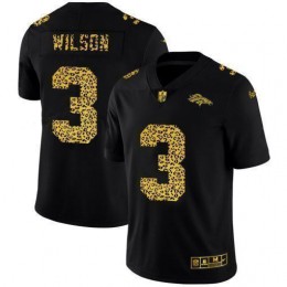 Denver Broncos #3 Russell Wilson Men's Leopard Print Fashion Vapor Limited NFL Jersey Black