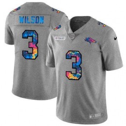 Denver Broncos #3 Russell Wilson Men's Multi-Color 2020 NFL Crucial Catch NFL Jersey Greyheather