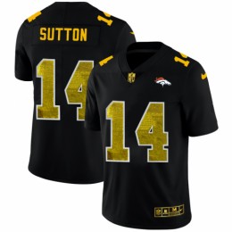 Denver Denver Broncos #14 Courtland Sutton Men's Black Golden Sequin Vapor Limited NFL Jersey