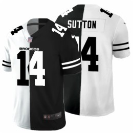 Denver Denver Broncos #14 Courtland Sutton Men's Black V White Peace Split Vapor Untouchable Limited NFL Jersey