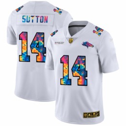 Denver Denver Broncos #14 Courtland Sutton Men's White Multi-Color 2020 NFL Crucial Catch Limited NFL Jersey