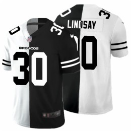 Denver Denver Broncos #30 Phillip Lindsay Men's Black V White Peace Split Vapor Untouchable Limited NFL Jersey