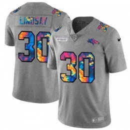 Denver Denver Broncos #30 Phillip Lindsay Men's Multi-Color 2020 NFL Crucial Catch NFL Jersey Greyheather Men's