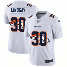 Denver Denver Broncos #30 Phillip Lindsay White Men's Team Logo Dual Overlap Limited NFL Jersey