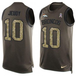 Broncos #10 Jerry Jeudy Green Men's Stitched NFL Limited Salute To Service Tank Top Jersey