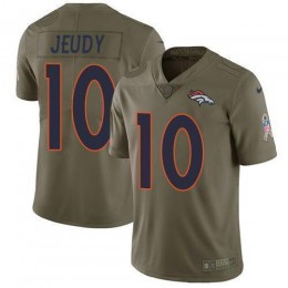 Broncos #10 Jerry Jeudy Olive Men's Stitched NFL Limited 2017 Salute To Service Jersey
