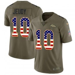Broncos #10 Jerry Jeudy Olive/USA Flag Men's Stitched NFL Limited 2017 Salute To Service Jersey