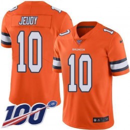 Broncos #10 Jerry Jeudy Orange Men's Stitched NFL Limited Rush 100th Season Jersey