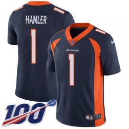 Broncos #1 KJ Hamler Navy Blue Alternate Men's Stitched NFL 100th Season Vapor Untouchable Limited Jersey