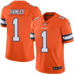 Broncos #1 KJ Hamler Orange Men's Stitched NFL Limited Rush Jersey