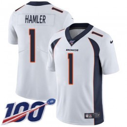 Broncos #1 KJ Hamler White Men's Stitched NFL 100th Season Vapor Untouchable Limited Jersey