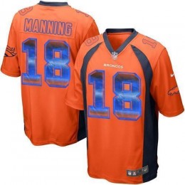 Broncos #18 Peyton Manning Orange Team Color Men's Stitched NFL Limited Strobe Jersey