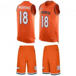 Broncos #18 Peyton Manning Orange Team Color Men's Stitched NFL Limited Tank Top Suit Jersey