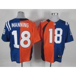 Broncos #18 Peyton Manning Orange/Royal Blue Men's Stitched NFL Elite Split Colts Jersey