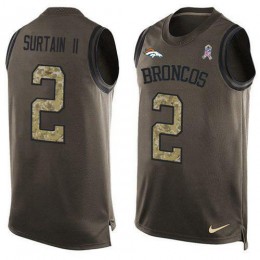 Broncos #2 Patrick Surtain II Green Men's Stitched NFL Limited Salute To Service Tank Top Jersey