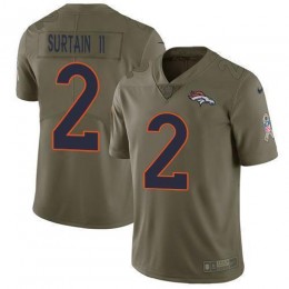 Broncos #2 Patrick Surtain II Olive Men's Stitched NFL Limited 2017 Salute To Service Jersey