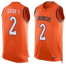 Broncos #2 Patrick Surtain II Orange Team Color Men's Stitched NFL Limited Tank Top Jersey