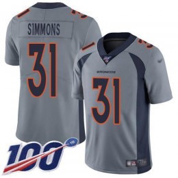 Broncos #31 Justin Simmons Gray Men's Stitched NFL Limited Inverted Legend 100th Season Jersey