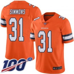 Broncos #31 Justin Simmons Orange Men's Stitched NFL Limited Rush 100th Season Jersey