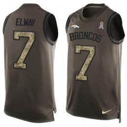Broncos #7 John Elway Green Men's Stitched NFL Limited Salute To Service Tank Top Jersey
