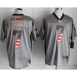 Broncos #7 John Elway Grey Men's Stitched NFL Elite USA Flag Fashion Jersey