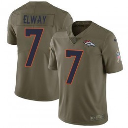 Broncos #7 John Elway Olive Men's Stitched NFL Limited 2017 Salute To Service Jersey