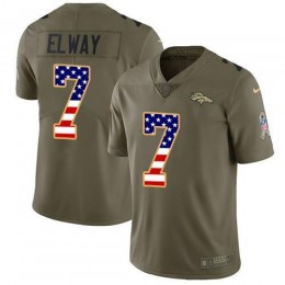 Broncos #7 John Elway Olive/USA Flag Men's Stitched NFL Limited 2017 Salute To Service Jersey