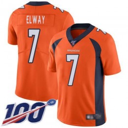 Broncos #7 John Elway Orange Men's Stitched NFL 100th Season Vapor Limited Jersey