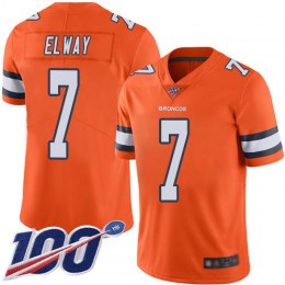 Broncos #7 John Elway Orange Men's Stitched NFL Limited Rush 100th Season Jersey