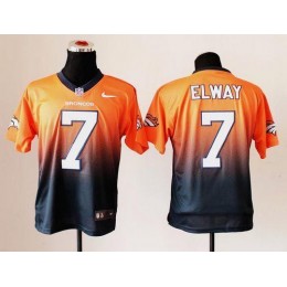 Broncos #7 John Elway Orange/Navy Blue Men's Stitched NFL Elite Fadeaway Fashion Jersey