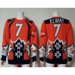 Broncos #7 John Elway Orange/Navy Blue Men's Ugly Sweater