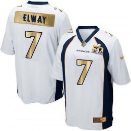 Broncos #7 John Elway White Men's Stitched NFL Game Super Bowl 50 Collection Jersey