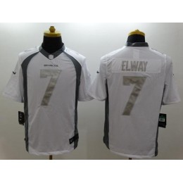 Broncos #7 John Elway White Men's Stitched NFL Limited Platinum Jersey