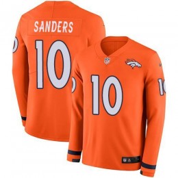 Denver Broncos #10 Emmanuel Sanders Orange Team Color Men's Stitched NFL Limited Therma Long Sleeve Jersey