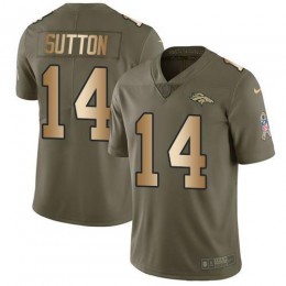 Denver Broncos #14 Courtland Sutton Olive/Gold Men's Stitched NFL Limited 2017 Salute To Service Jersey