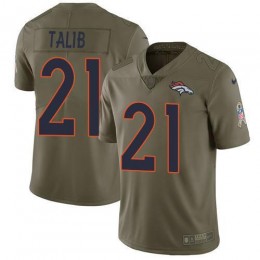 Denver Broncos #21 Aqib Talib Olive Men's Stitched NFL Limited 2017 Salute to Service Jersey