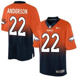 Denver Broncos #22 C.J. Anderson Orange/Navy Blue Men's Stitched NFL Elite Fadeaway Fashion Jersey