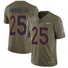 Denver Broncos #25 Chris Harris Jr Olive Men's Stitched NFL Limited 2017 Salute to Service Jersey