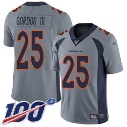 Denver Broncos #25 Melvin Gordon III Gray Men's Stitched NFL Limited Inverted Legend 100th Season Jersey