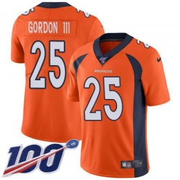 Denver Broncos #25 Melvin Gordon III Orange Team Color Men's Stitched NFL 100th Season Vapor Untouchable Limited Jersey